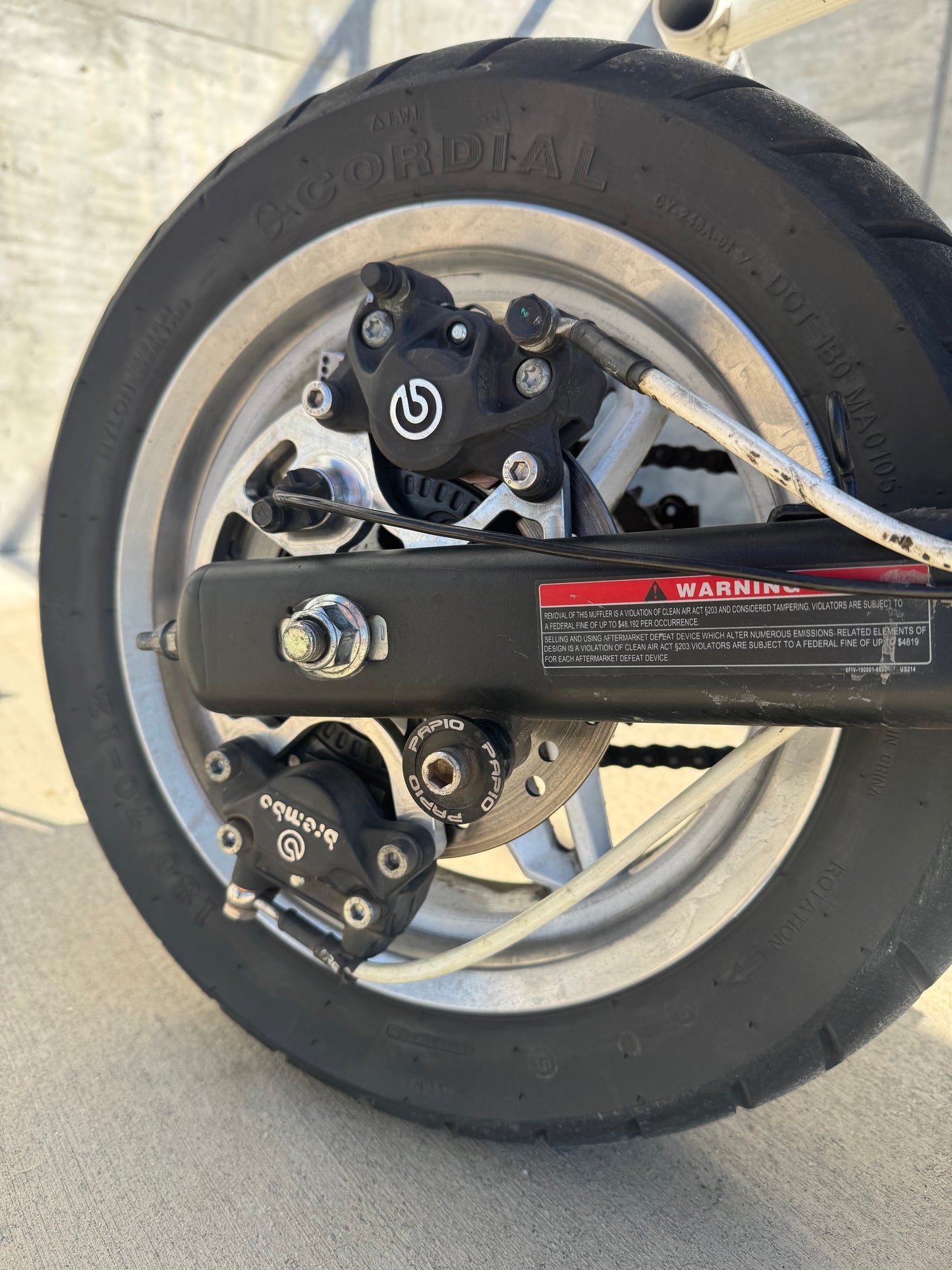 CFMoto Papio Handbrake Bracket Brembo Calipers